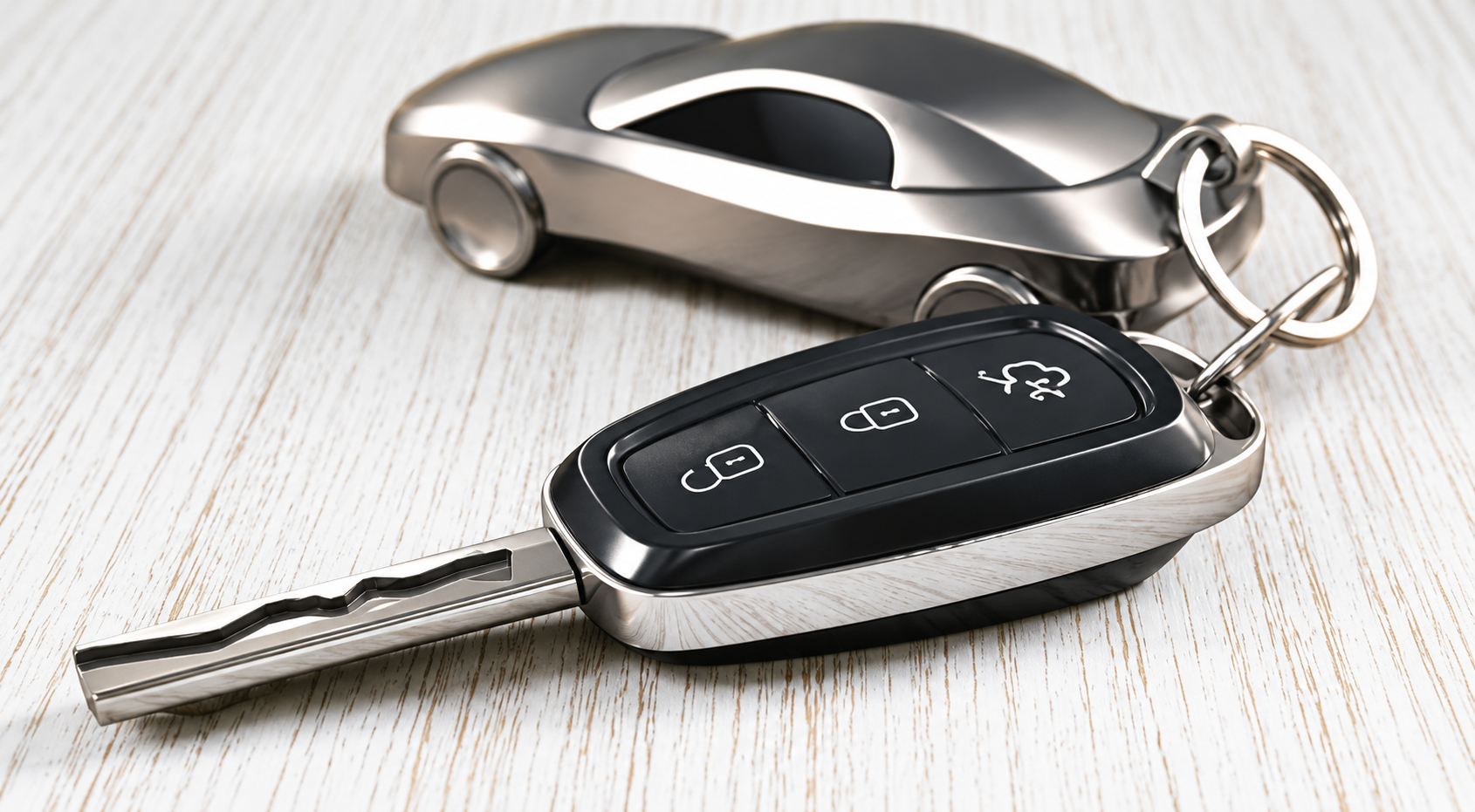 Sleek Car Key and Metallic Charm